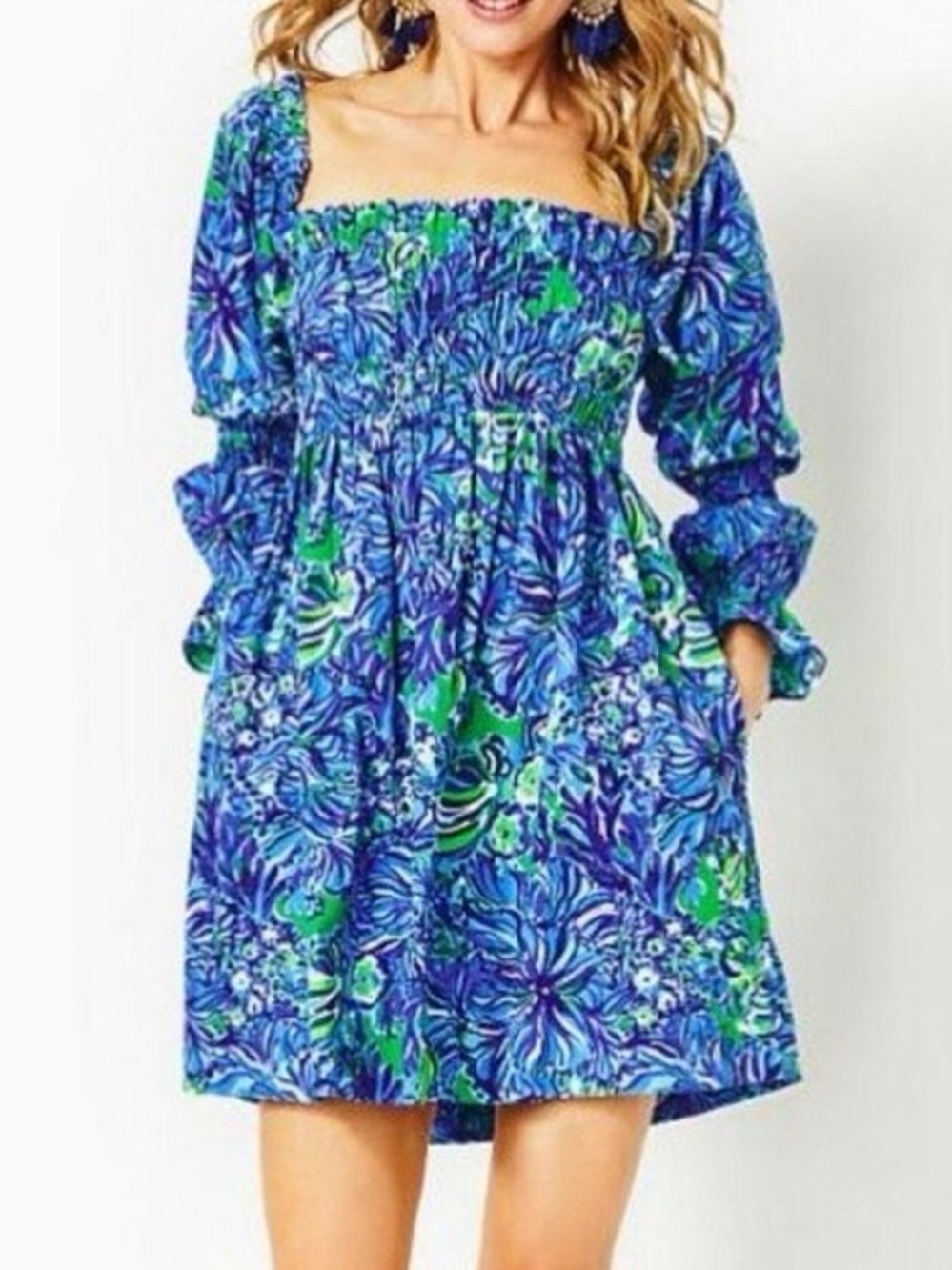 Lilly Pulitzer Beyonca Babydoll Dress Abaco Blue In Turtle Awe XL